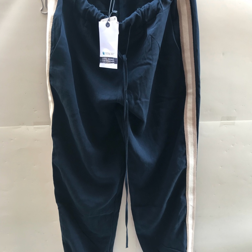 Zara Basic Z1975 Denim Striped Siding Size S Blue